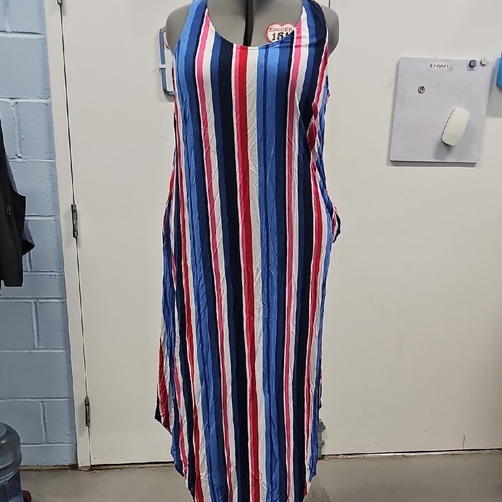 Lane Bryant Blue and Red Maxi Dress